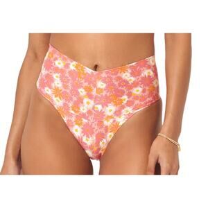 L Space Bikini Bottom Womens Small Pink Fused RY Floral‎ Boho Swim Beach Summer